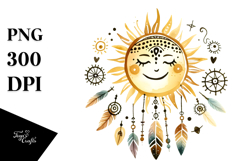 Simple Smiling Boho Sun PNG Product Image 1