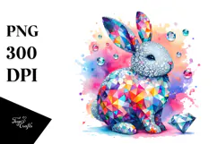 colorful Bunny in Diamonds, PNG Product Image 1