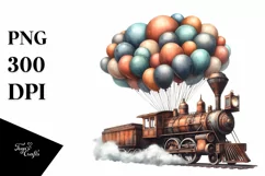 Vintage Rusted Train Watercolor PNG Product Image 1