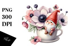 Baby Gnome with Big Hat and Anemone, Cute PNG Product Image 1