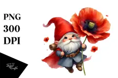 Cute Gnome with Poppy PNG Product Image 1