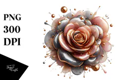 y Golden Watercolor Rose PNG Product Image 1