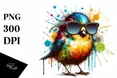 Colorful Bird Sunglasses Sticker | Clipart Product Image 3