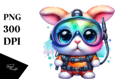 Adorable Bunny Diver, High-Res PNG Product Image 1