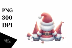Santa with Gnomes on Moon, Digital Painting Product Image 1