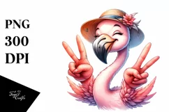 Detailed Flamingo Smiling Victory | Clipart Product Image 1