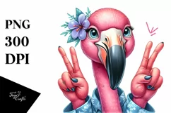Detailed Flamingo Smiling Victory | Clipart Product Image 3