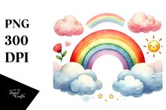 Cute Ranbow Between Clouds PNG Product Image 1