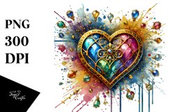 Colorful Heartmade of with Goldern Insertions PNG Product Image 1