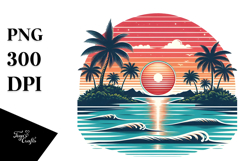 Retro Tropical Beach Waves PNG Product Image 1
