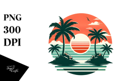 sunset,retro,tropical,shirt,Vibrant Tropical Island Sunset Product Image 1