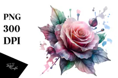 Rose with Small Golden Insertions, Transparent PNG Product Image 1