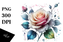 Rose with Small Golden Insertions, Transparent PNG Product Image 1