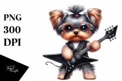 Rock Star Yorkipoo with Big Eyes | Sublimation | Clipart Product Image 3