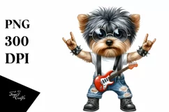 Rock Star Yorkipoo with Big Eyes | Sublimation | Clipart Product Image 1