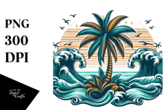 Retro Tropical Tree Waves, 20 oz Tumbler Product Image 1