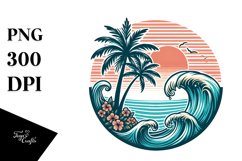 Retro Tropical Tree Waves, 20 oz Tumbler Product Image 1