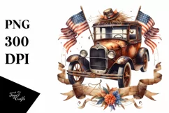 Vintage Rusty Car Ribbons Silk Scarf Clipart Product Image 1