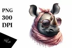 Funny Cute Rhino Portrait Sunglasses Clipart Product Image 3