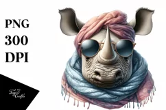 Funny Cute Rhino Portrait Sunglasses Clipart Product Image 1