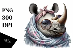 Funny Cute Rhino Portrait Sunglasses Clipart Product Image 3
