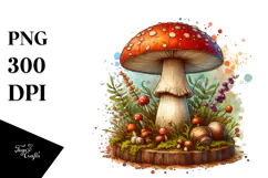 Wooden Stained Mushroom PNG Product Image 1