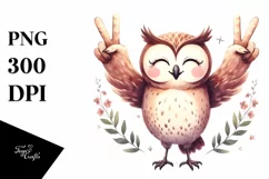 Whimsical Owl Victory Hands Clipart Product Image 3