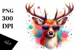 Colorful Deer Sunglasses Sticker | Clipart Product Image 3