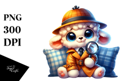Goofy Vibrant Watercolor Baby Lamb PNG Product Image 1