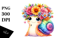 Cartoon Snail Flower Crown Clipart Product Image 1