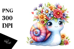 Cartoon Snail Flower Crown Clipart Product Image 1