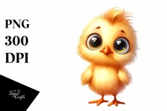 Funny Baby Chick Standing | Watercolor Clipart Product Image 1