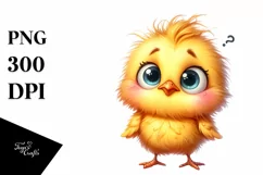 Funny Baby Chick Standing | Watercolor Clipart Product Image 1