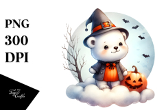 Retro Baby Polar Bear on Cloud PNG Product Image 1