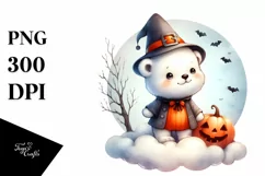 Retro Baby Polar Bear on Cloud PNG Product Image 3