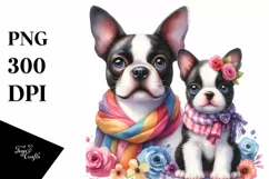 Cute Colorful Boston Terrier | Sublimation | Clipart Product Image 1