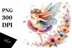 Small Cute Fairy Tumbling with Petals | Sublimation | Product Image 1