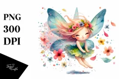Small Cute Fairy Tumbling with Petals | Sublimation | Product Image 1