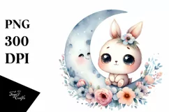 Cute Smiling Moon Flowers | Sublimation Clipart Product Image 3