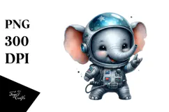 Rocker Baby Elephant with Astronaut Helmet PNG Product Image 1