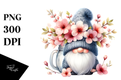 Gnome with Cherry Blossom Hat, Whimsical PNG Product Image 1