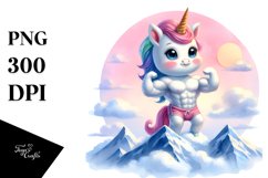 Colorful Baby Body Builder Unicorn | Sublimation Clipart Product Image 1