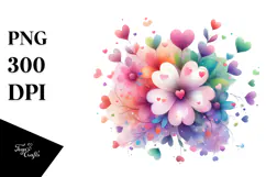 Pastel Flower with Heart Petals, High-Quality PNG Product Image 1