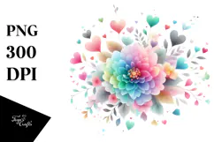 Simple Flower with Heart Petals, SEO PNG Product Image 1