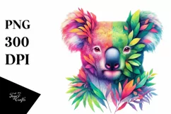 Koala with Plant Leaves PNG Product Image 1