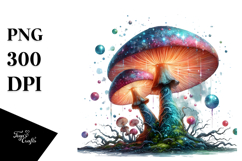 Detailed Shiny Colorful Mushroom Watercolor PNG Product Image 1