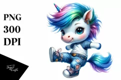 revolted Baby Unicorn Jumping PNG Product Image 1
