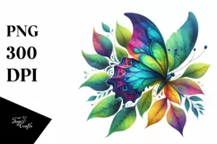 Butterfly with Plant Leaves PNG Product Image 1