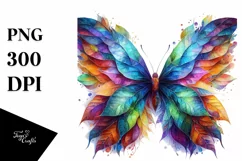 Butterfly with Plant Leaves PNG Product Image 1