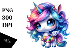 Cute Unicorn with Big Eyes, PNG Product Image 1